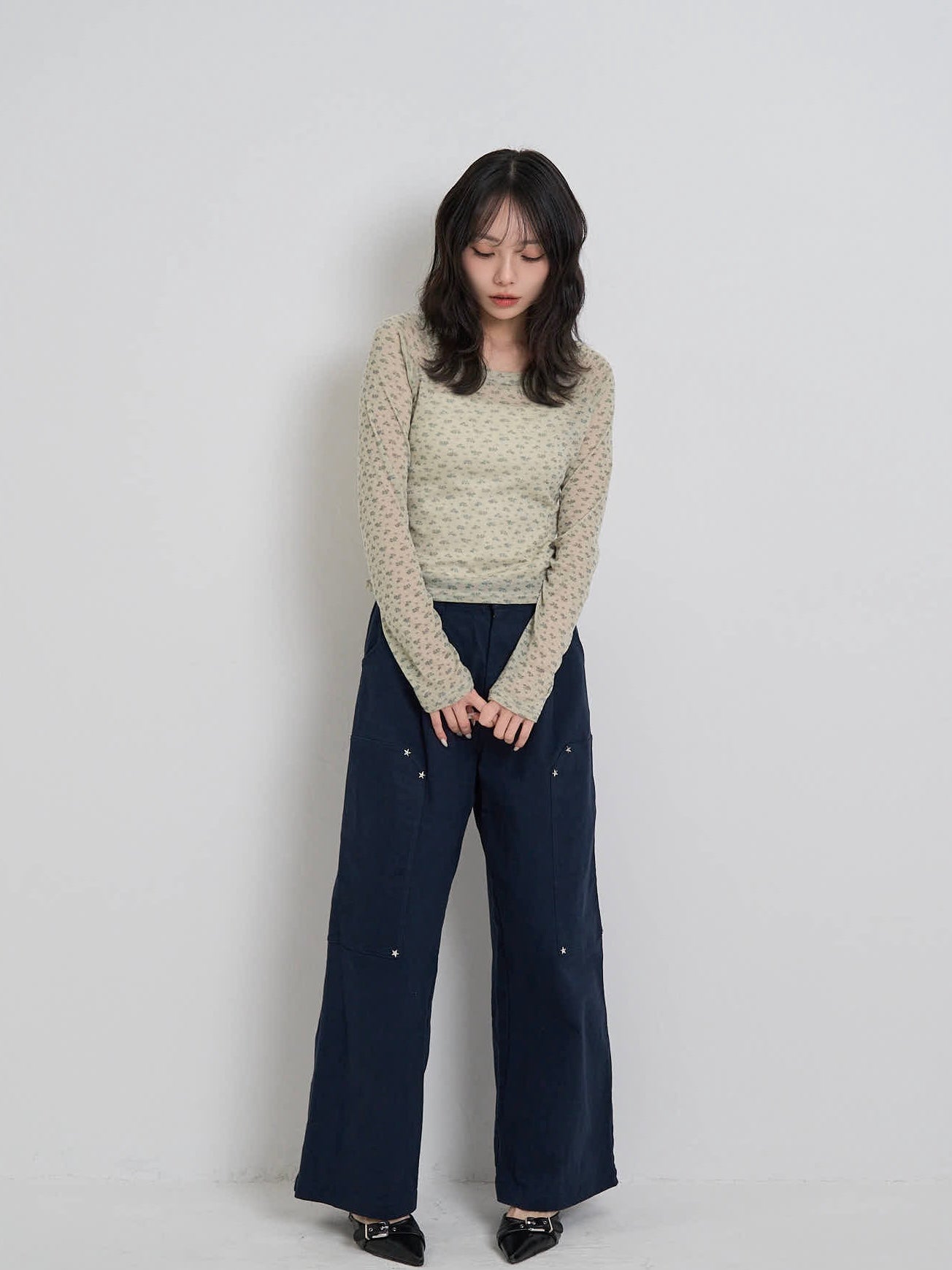 mini studs wide pants