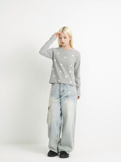 dot mix raglan tops