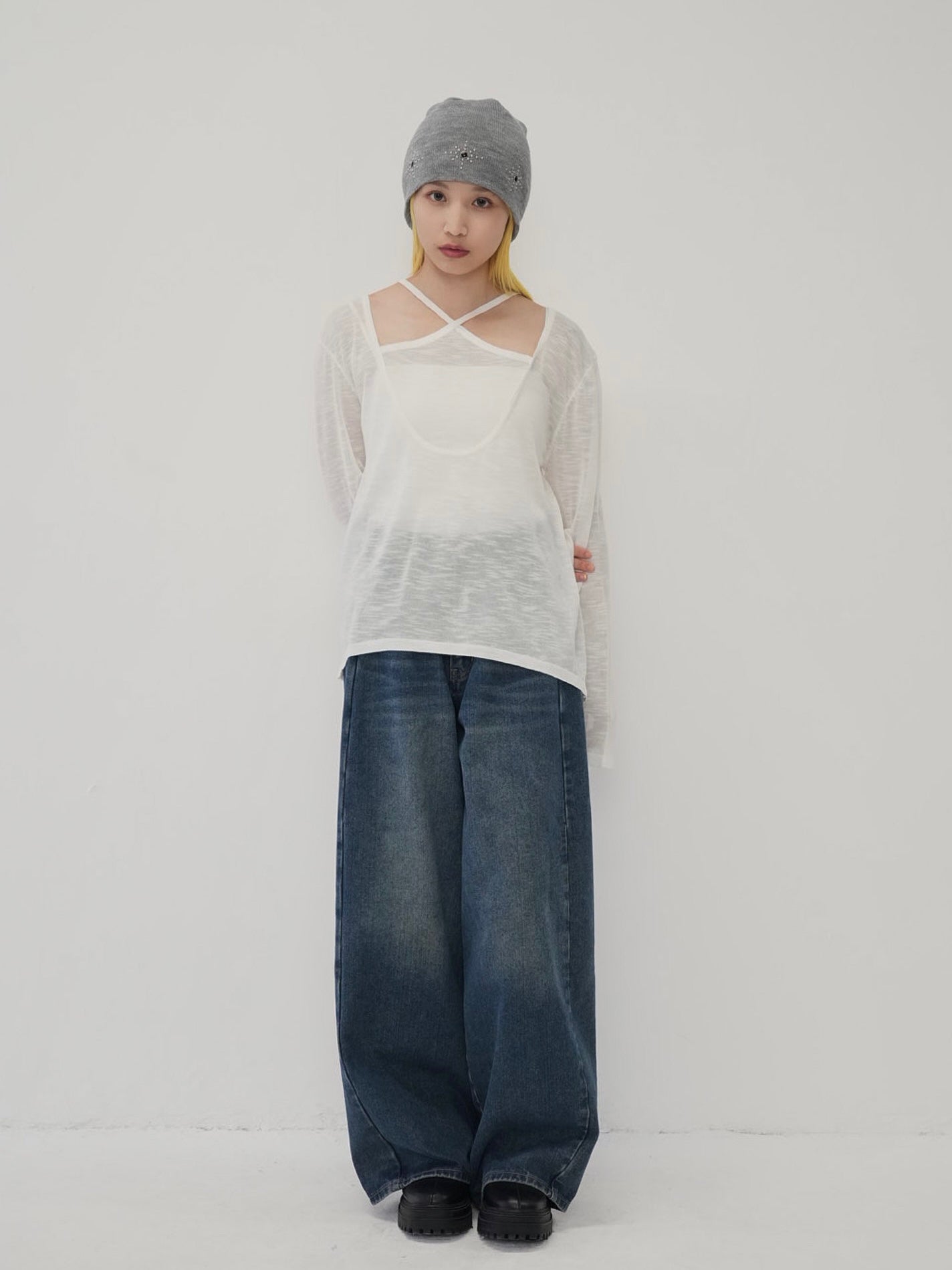 sheer cross knit