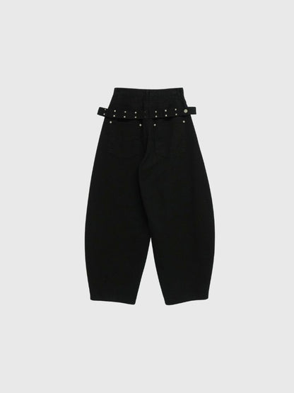back belt detail wide pants