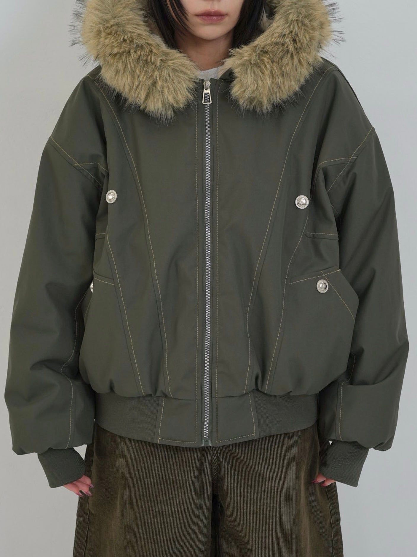 military fur hood jacket