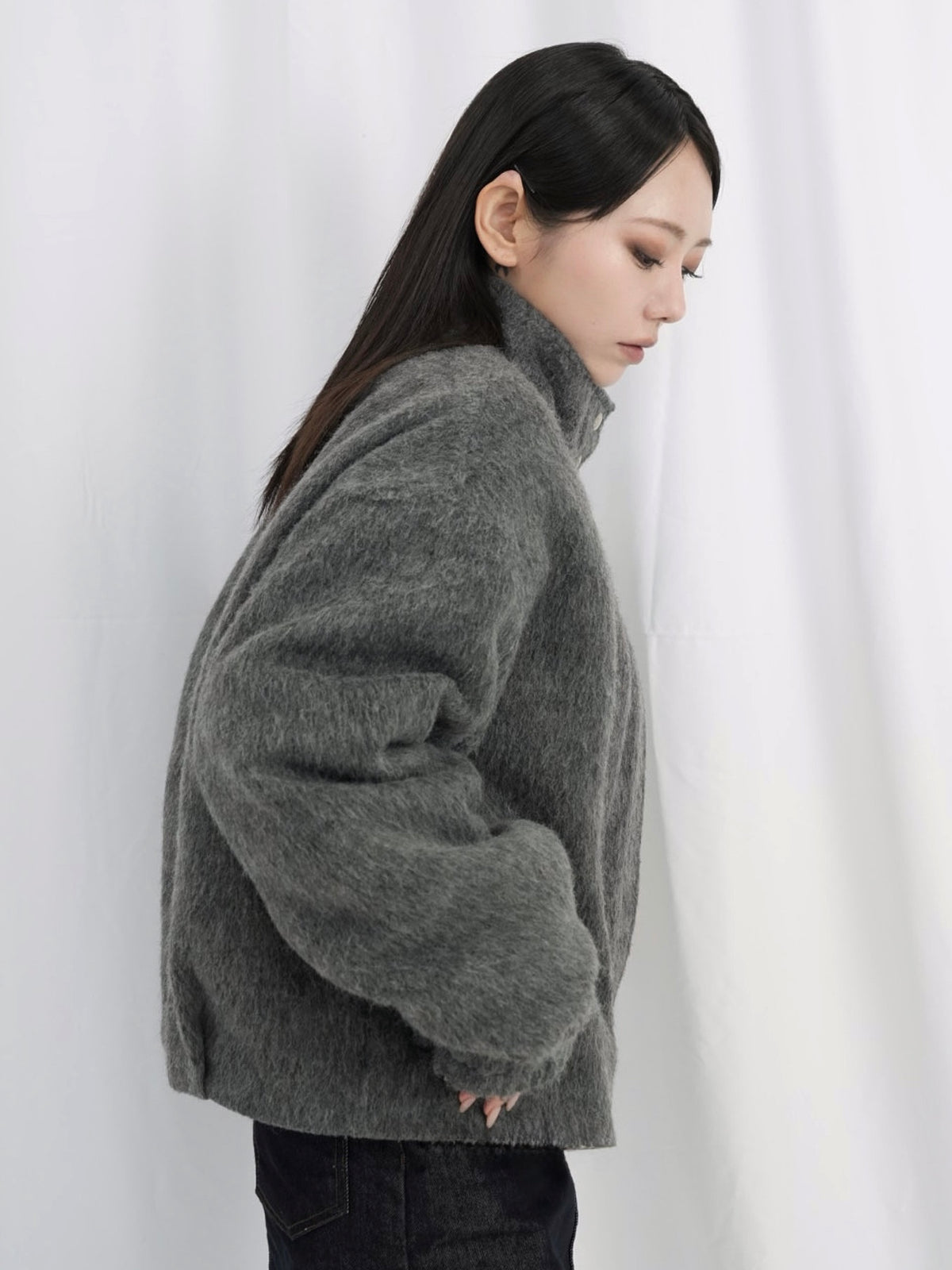 mohair snap blouson