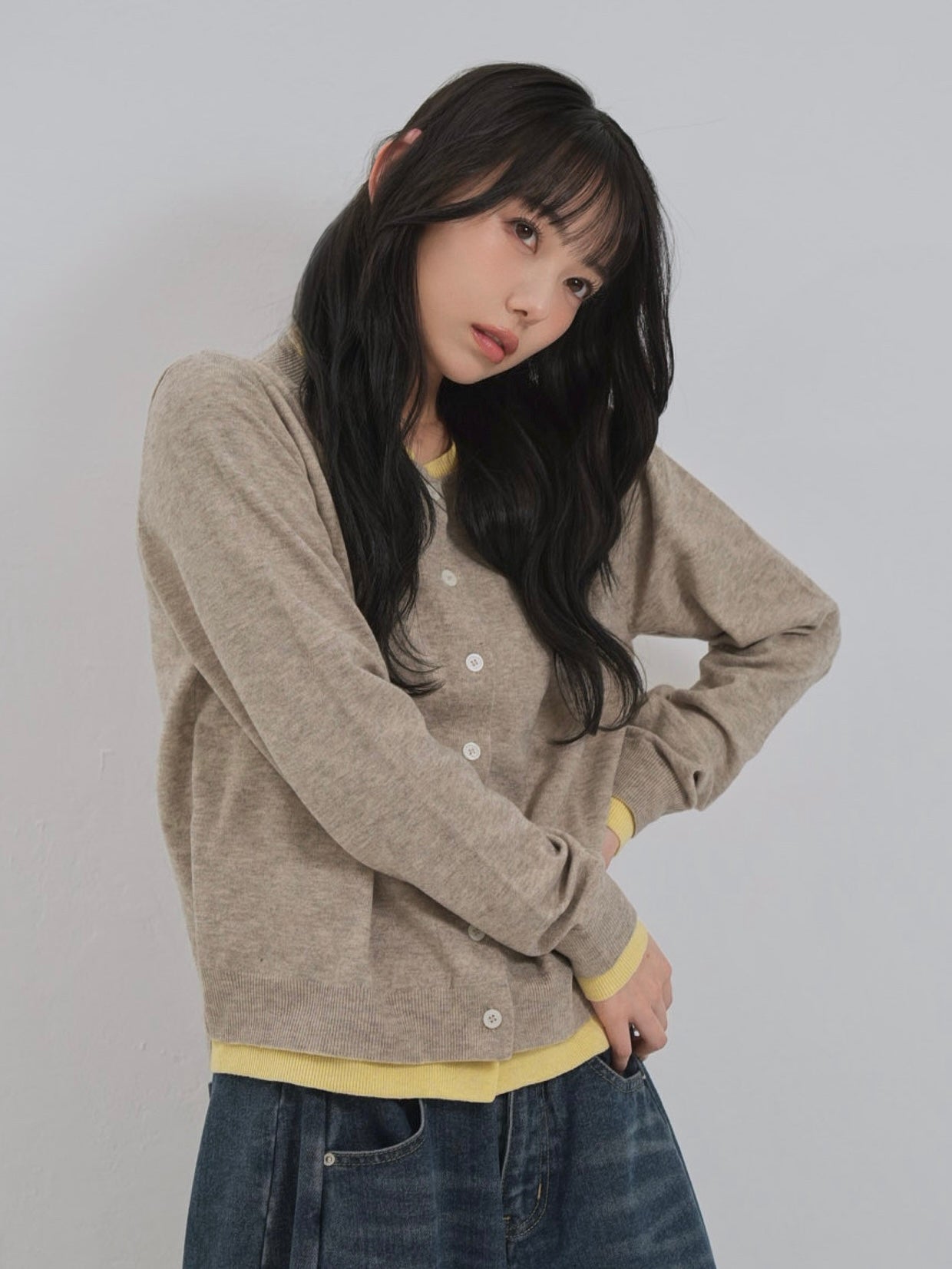 layered panel cardigan