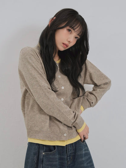 layered panel cardigan