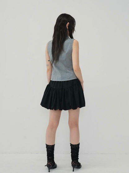 shirring check halter tops