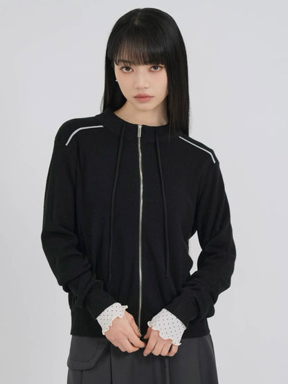 w zip line knit tops