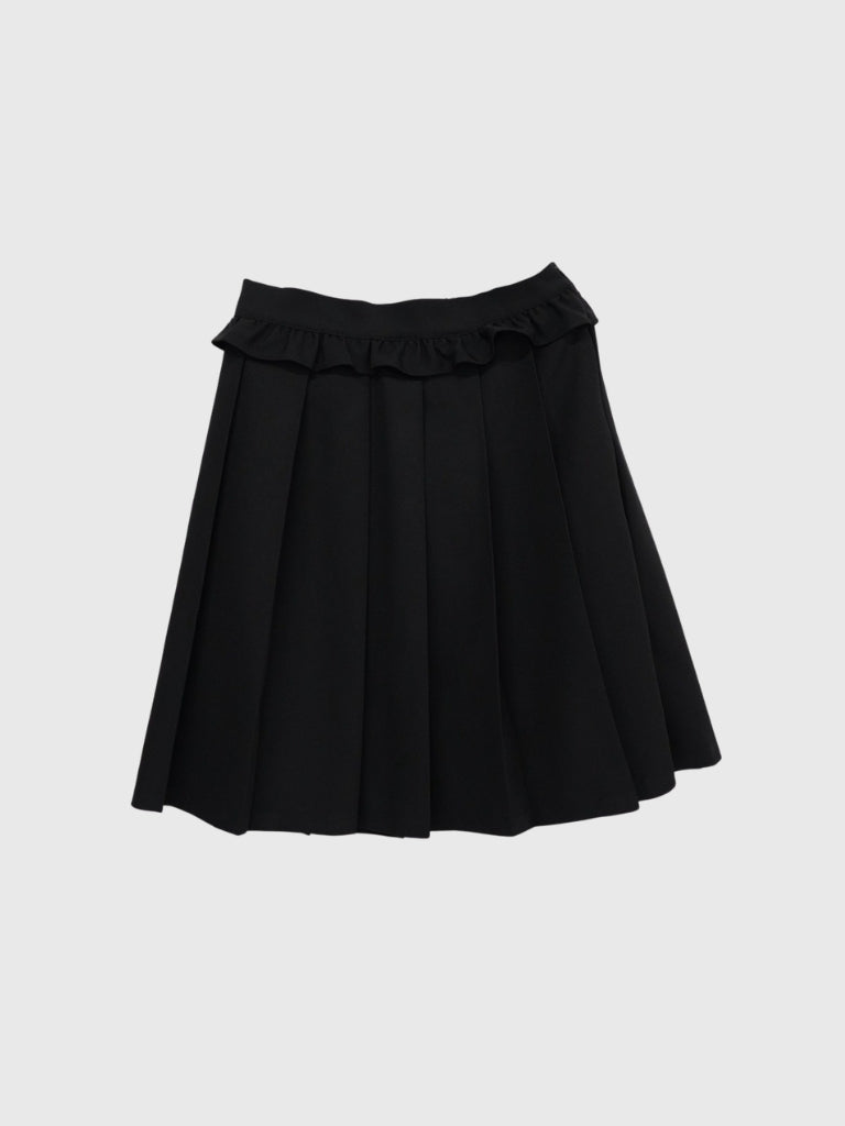 frill waist pleated skirt