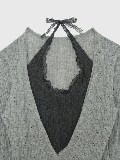 deep v neck cardigan