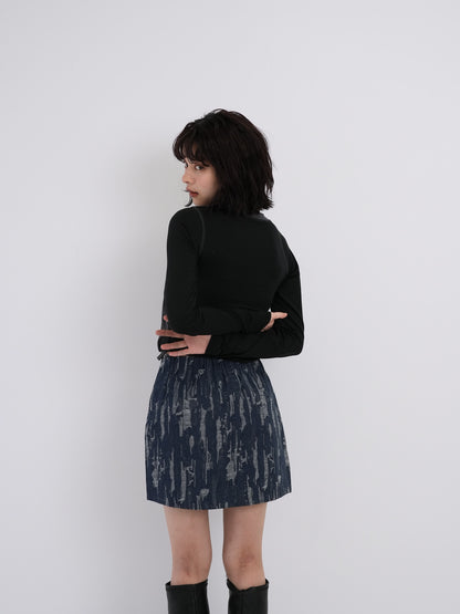 denim clash mini skirt