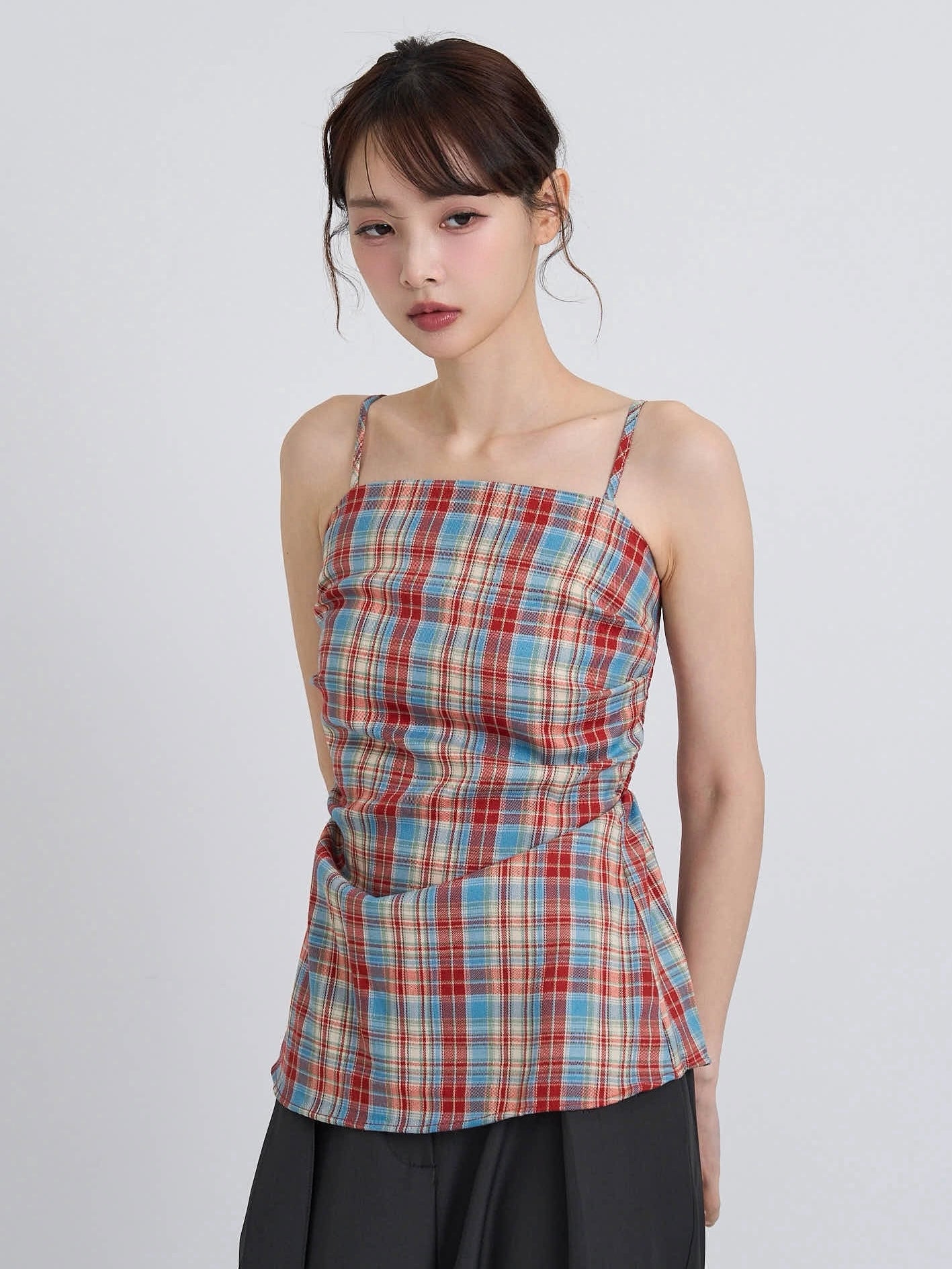 uhr ウーア　checkered camisoleキャミソール modified check cami｜チェック柄キャミソール｜重ね着・1枚使い