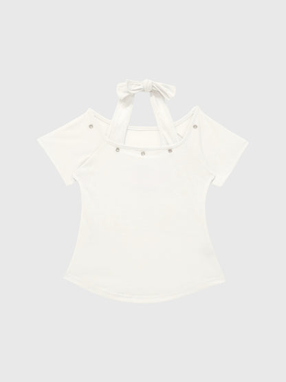 eyelet halter layered tops