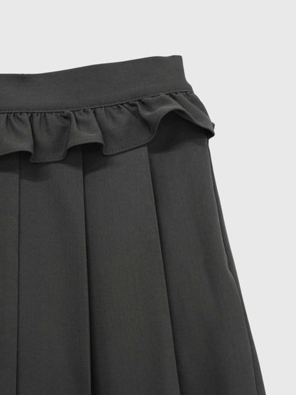 frill waist pleated skirt