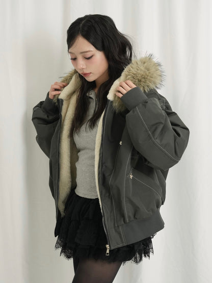military fur hood jacket