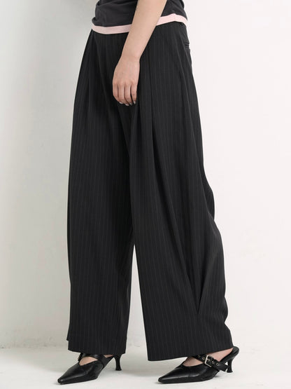 wide stripe tuck pants