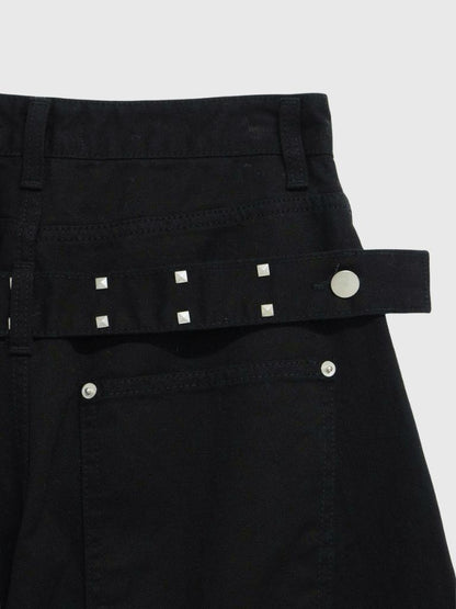 back belt detail wide pants