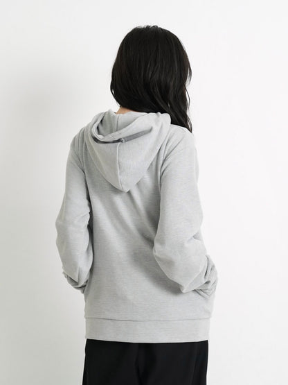 fleece zip button hood tops