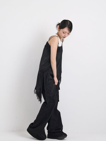 dot lace slip dress