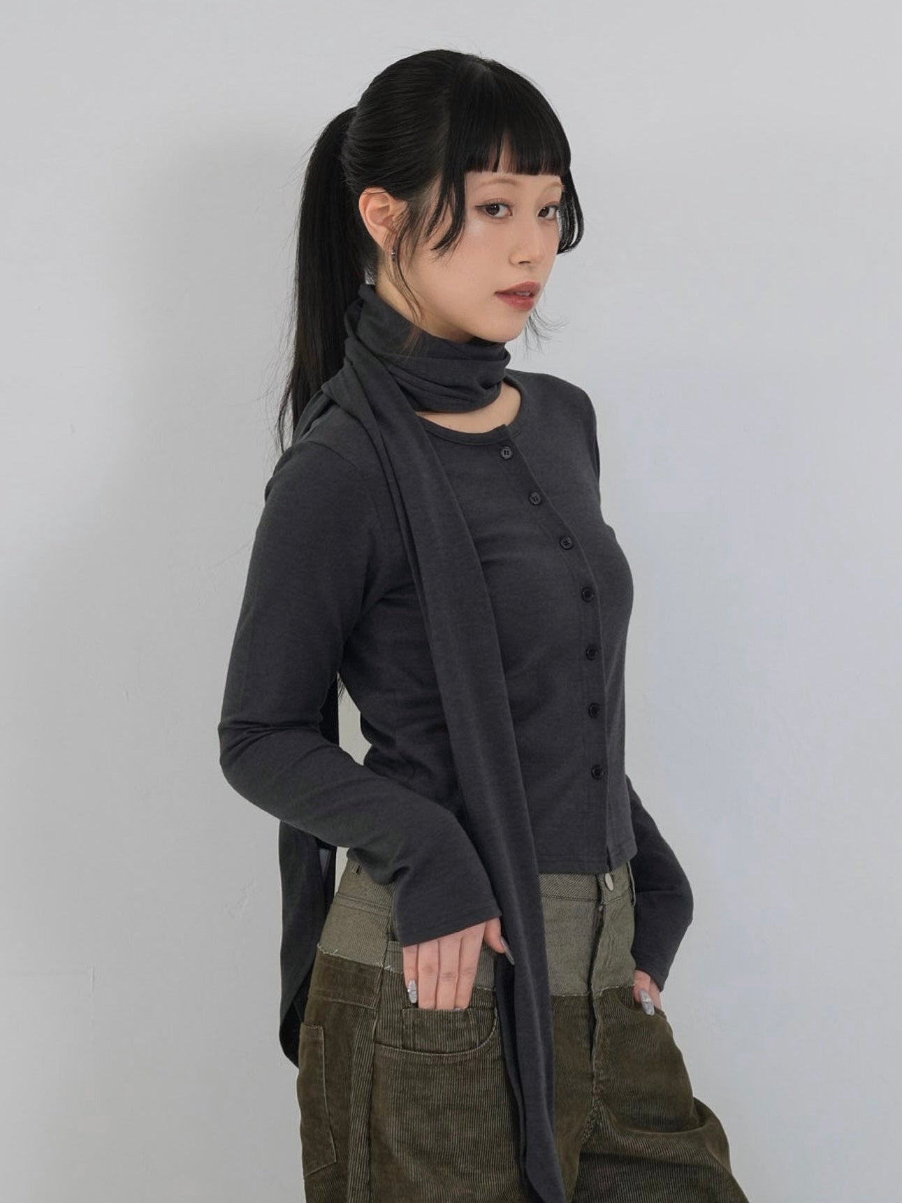 tie bustier cardigan