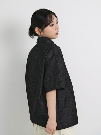 cropped stud denim shirt