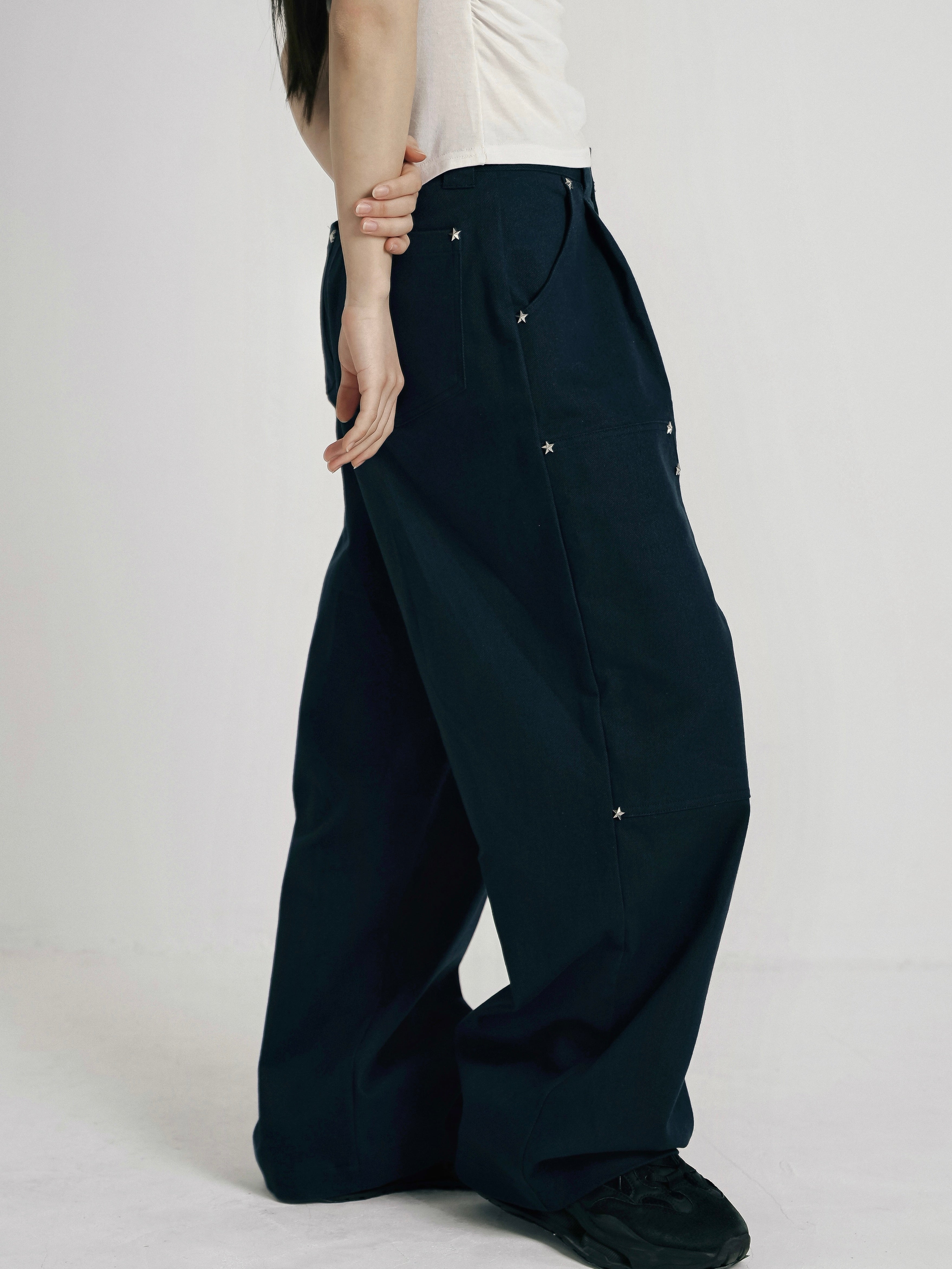 mini studs wide pants｜ミニスタッズワイドパンツ｜大人ガーリー