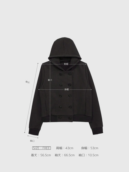 button front hooded jacket