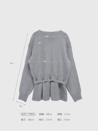 2way layered hem knit