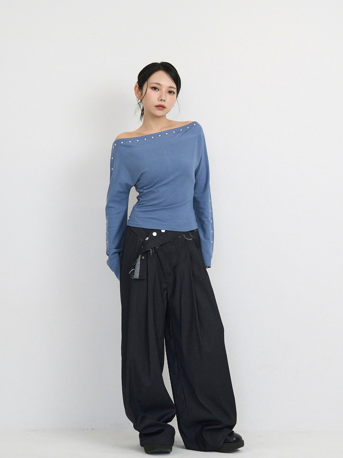 studs detail off shoulder tops