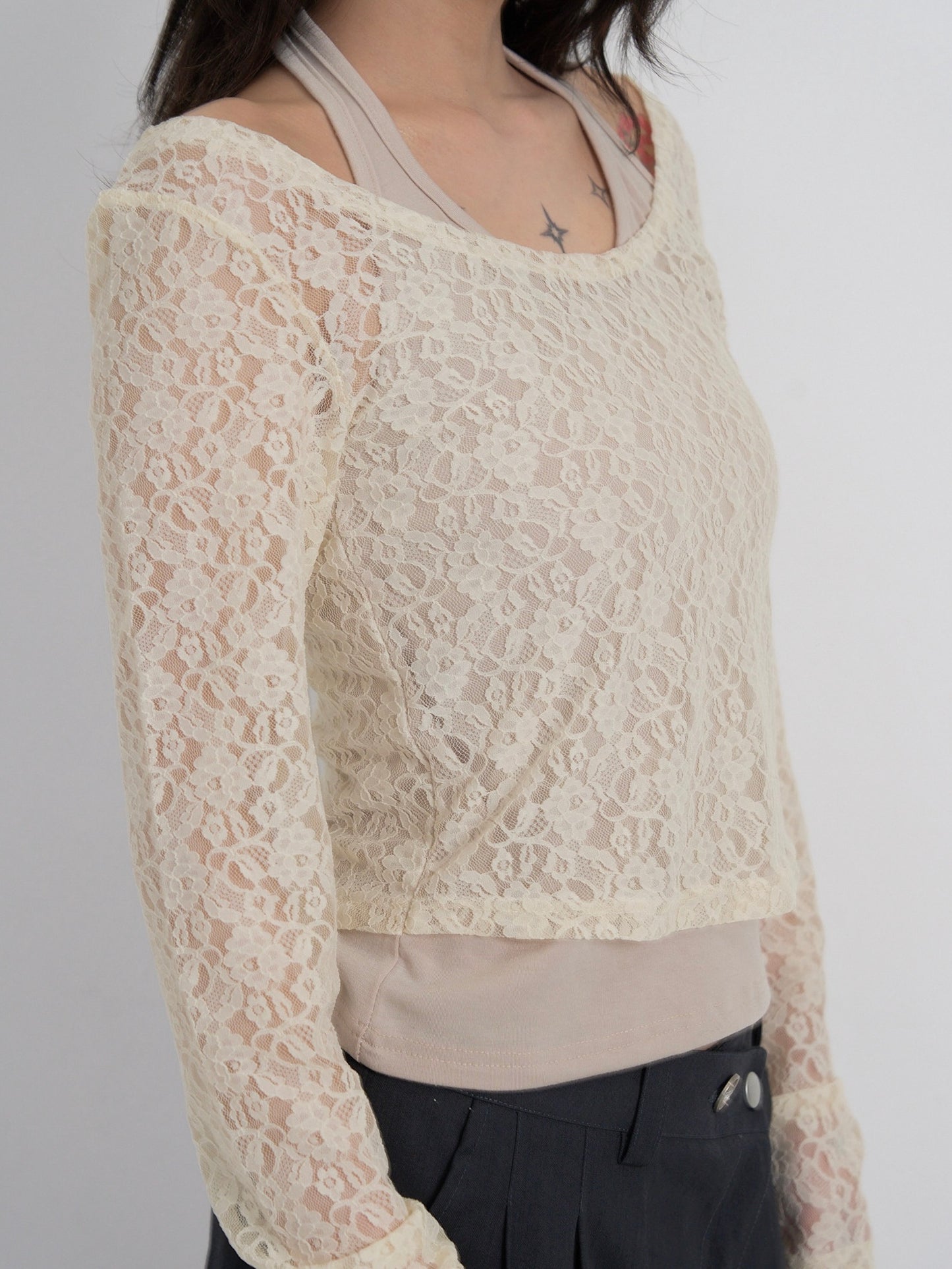 layered lace halter tops