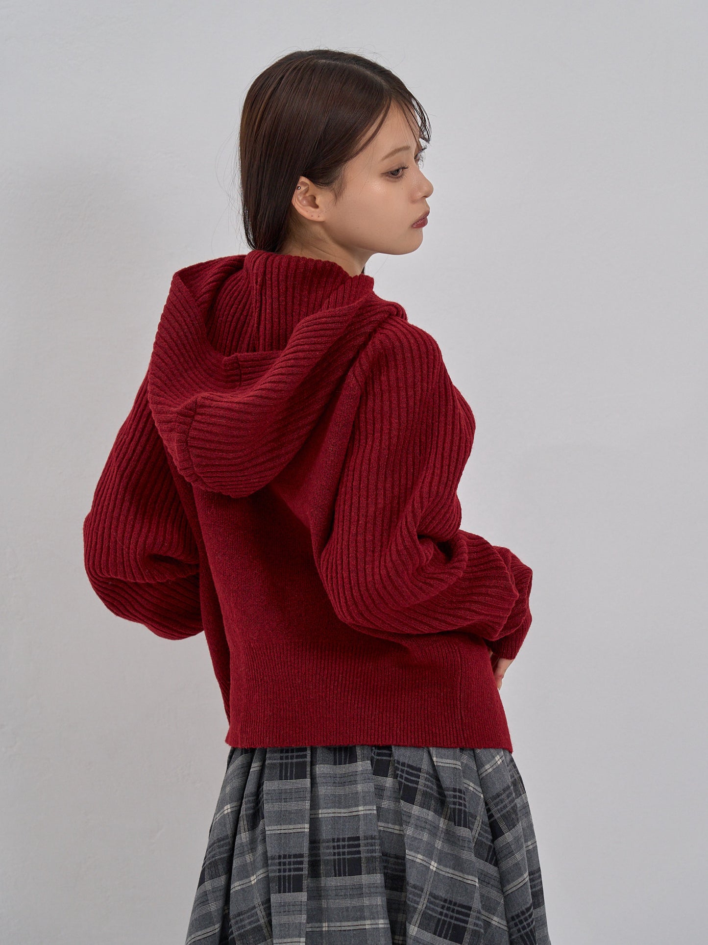 high-neck button knit cardigan