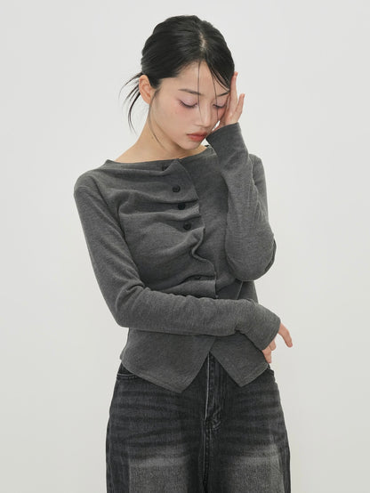 asymmetry frill blouse t