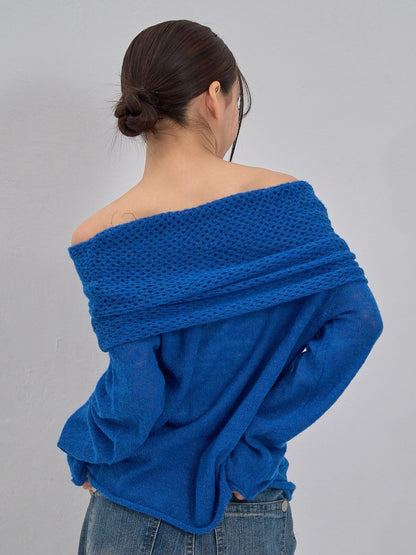 wool off shoulder knit