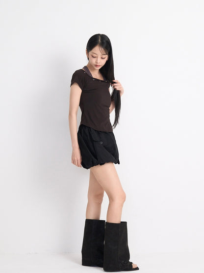 eyelet halter layered tops