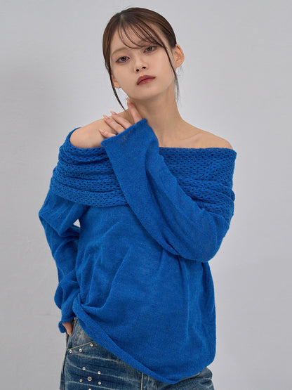 wool off shoulder knit
