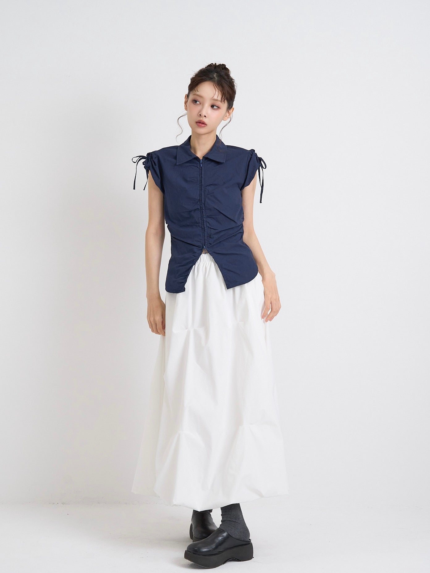 pintuck balloon skirt