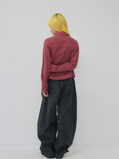 sleeve detail check shirt