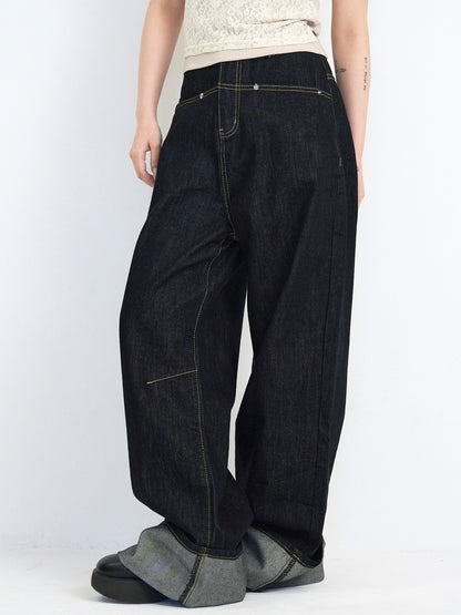 loose wide denim pants