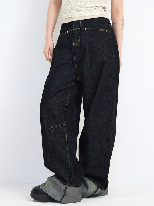 loose wide denim pants