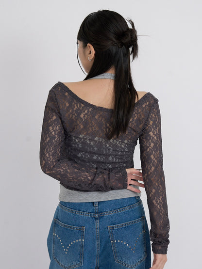 layered lace halter tops