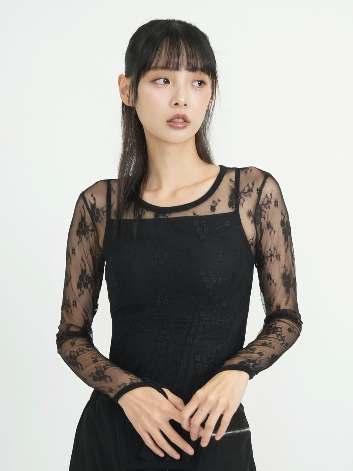 lace side cutout tops