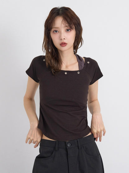 eyelet halter layered tops