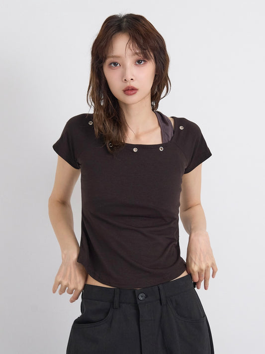 eyelet halter layered tops