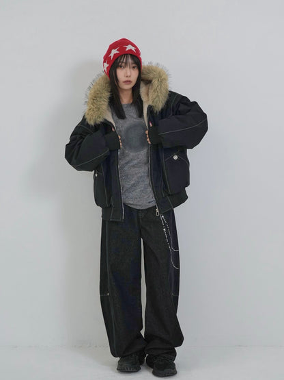 military fur hood jacket