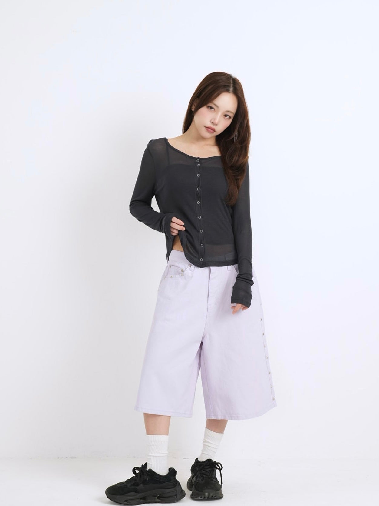 sheer button cardigan