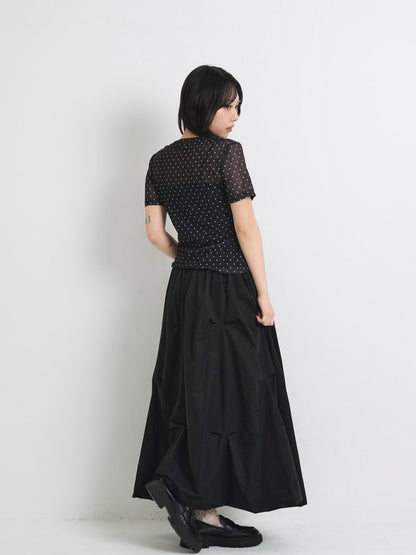double layered dot sheer tops