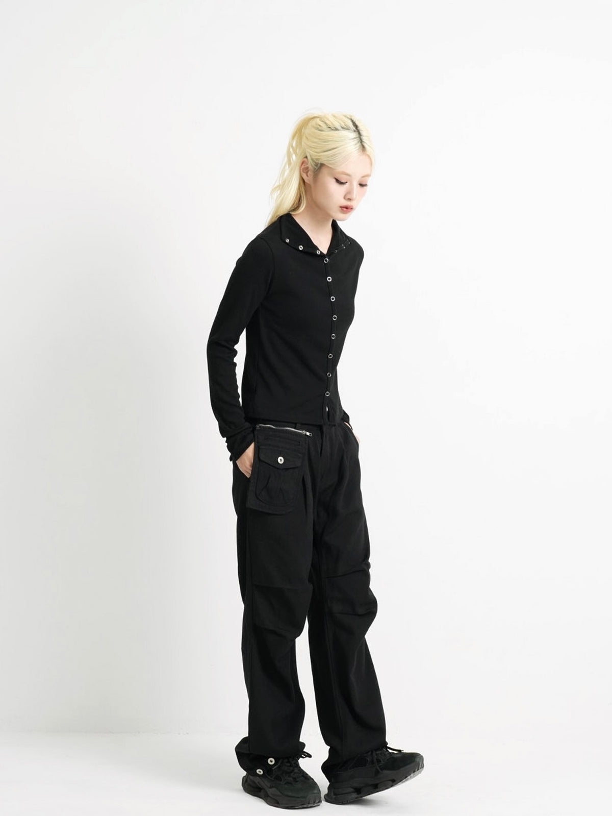 high neck fitted cardigan