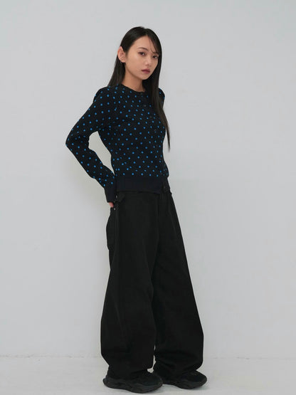 back belt detail wide pants