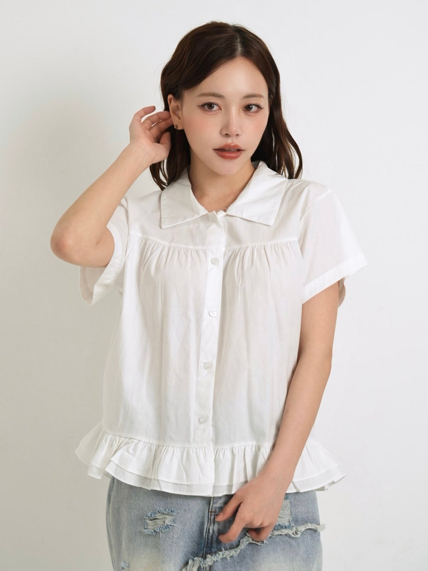 gather frill blouse