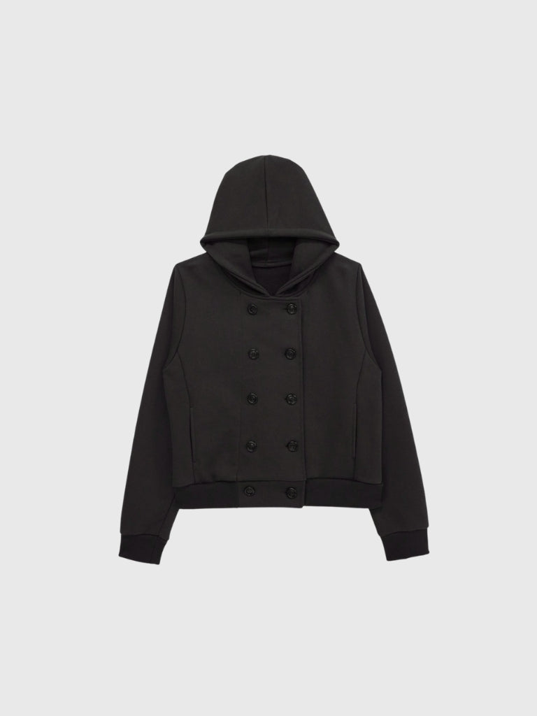 button front hooded jacket