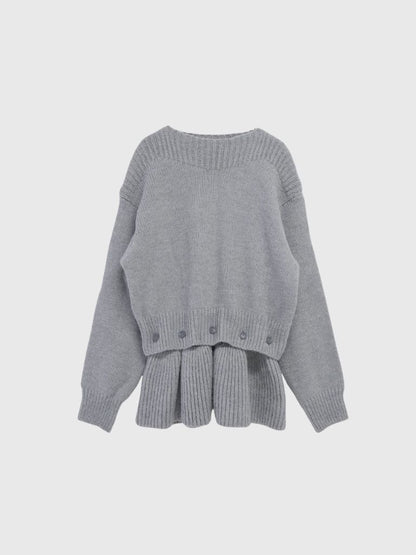 2way layered hem knit