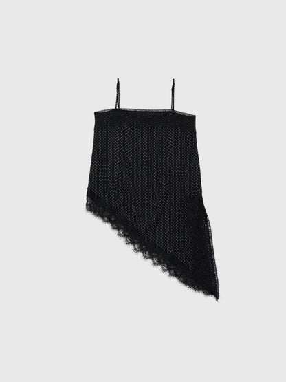 dot lace slip dress